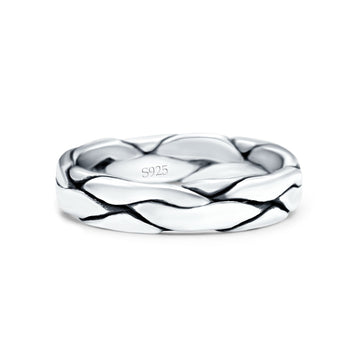 Snake Skin Oxidized Band Solid 925 Sterling Silver Thumb Ring (5mm)